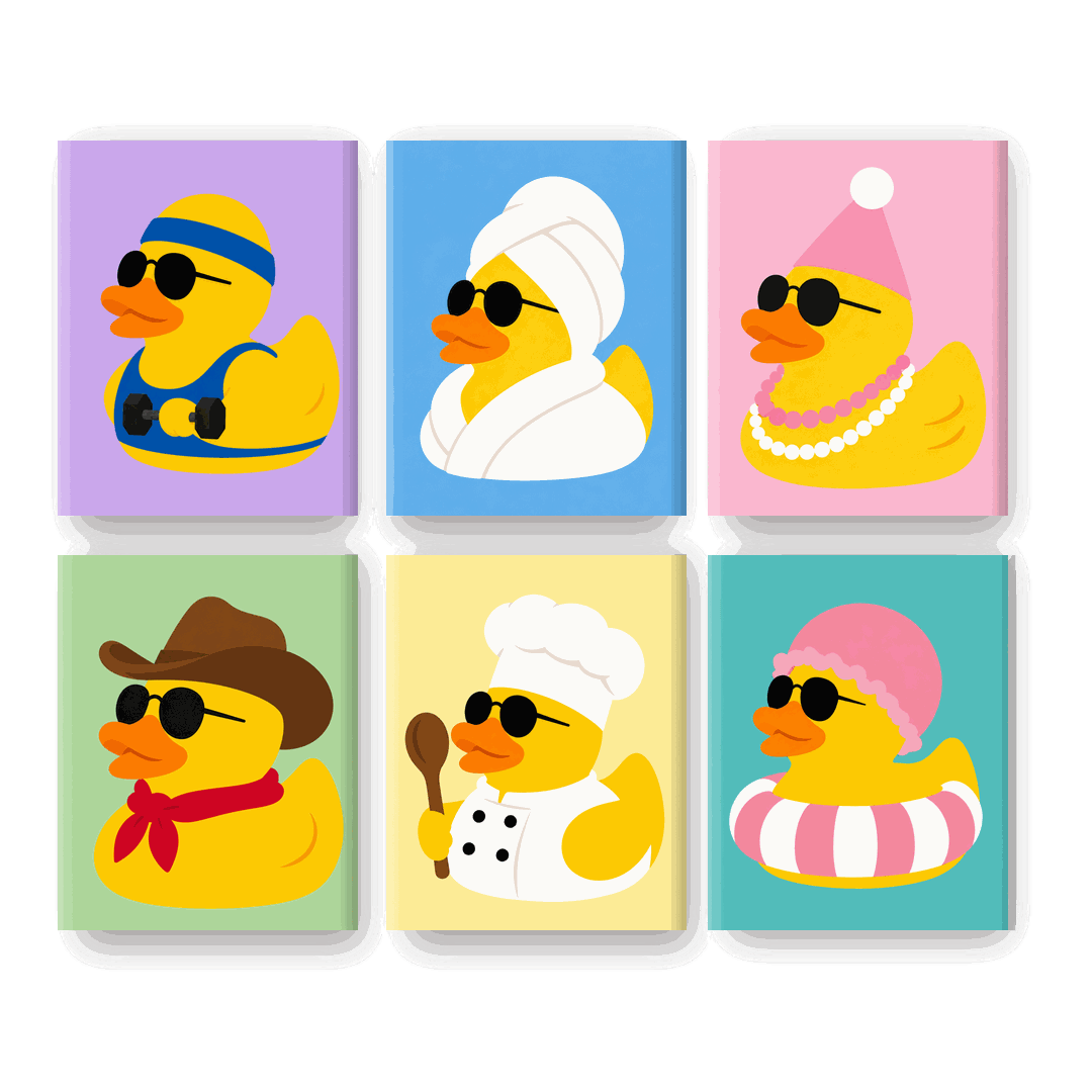 6 Mini-Gemälde | Enten-Party Set - Malen nach Zahlen