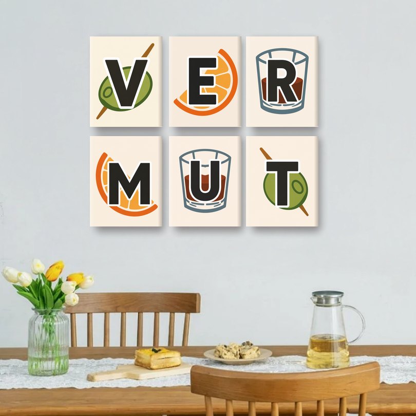 6 Mini-Gemälde | Vermut Set