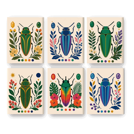 6 Mini-Gemälde | Käfer Set - Malen nach Zahlen