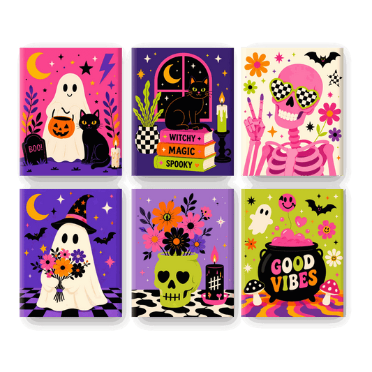 6 Mini-Gemälde | Buntes Halloween Set - Malen nach Zahlen