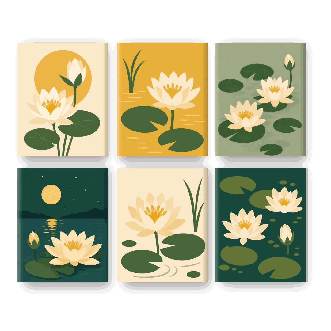6 Mini-Gemälde | Lotus Set - Malen nach Zahlen