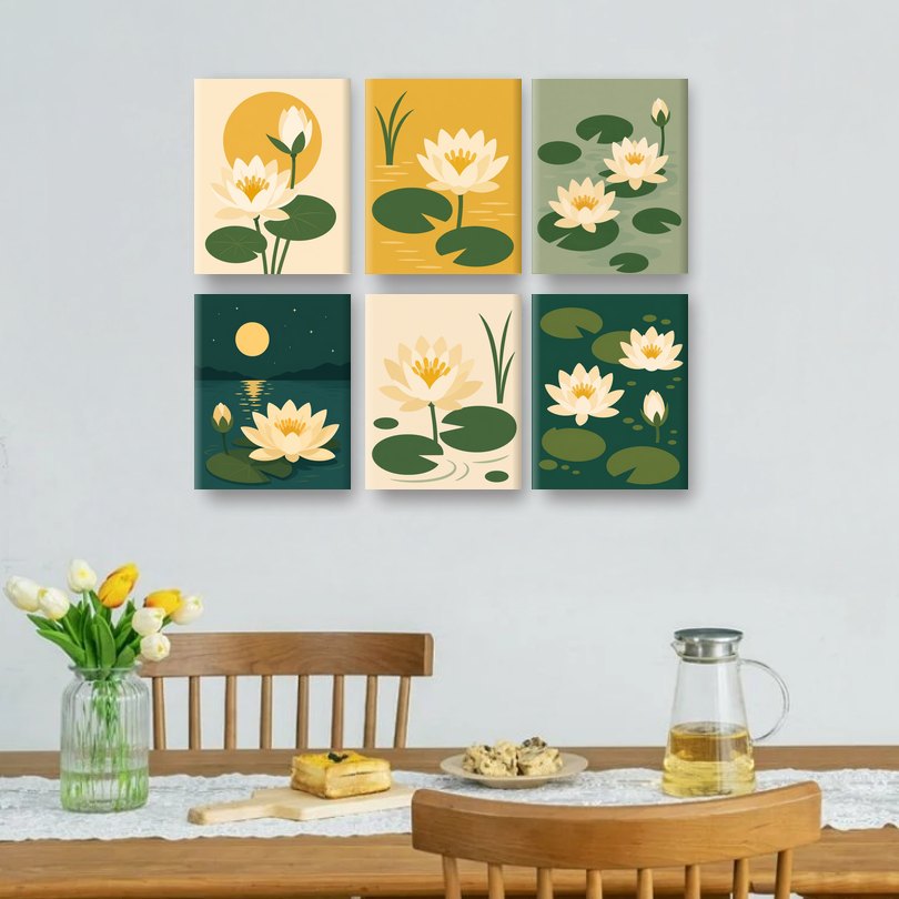 6 Mini-Gemälde | Lotus Set