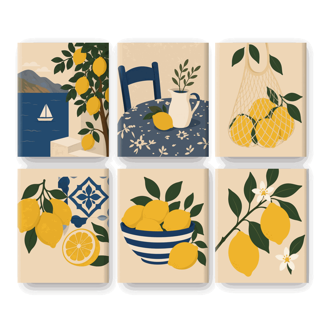 6 Mini-Gemälde | Amalfi Set - Malen nach Zahlen