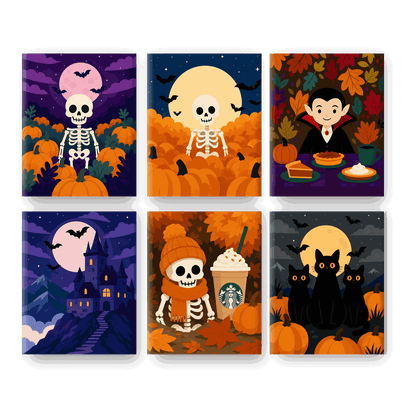 6 Mini-Gemälde | Herbstliches Spektakel Set - Malen nach Zahlen