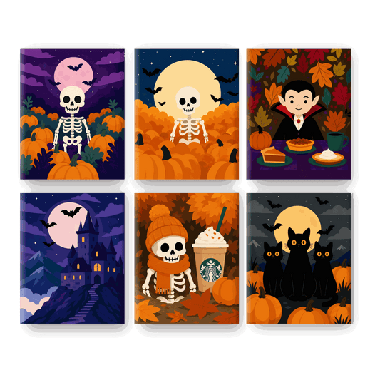 6 Mini-Gemälde | Herbstliches Spektakel Set - Malen nach Zahlen
