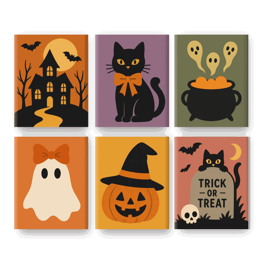 6 Mini-Gemälde | Niedliches Halloween Set - Malen nach Zahlen