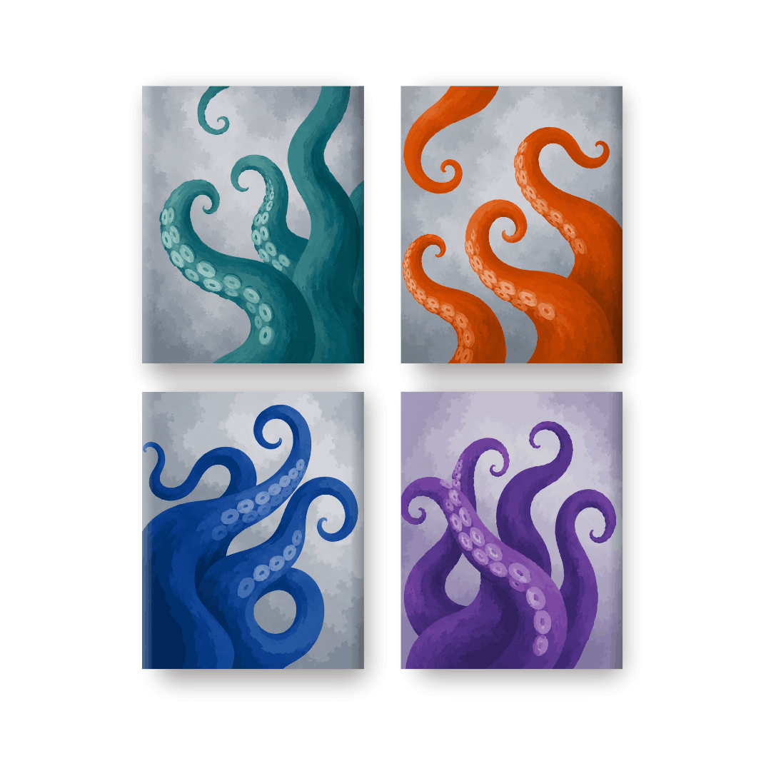 4 Mini-Gemälde | Tentakel Set - Malen nach Zahlen