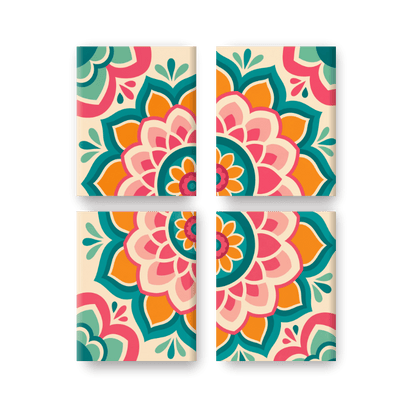 4 Mini-Gemälde | Buntes Mandala Set - Malen nach Zahlen
