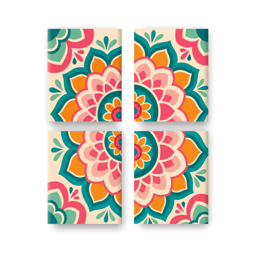 4 Mini-Gemälde | Buntes Mandala Set - Malen nach Zahlen