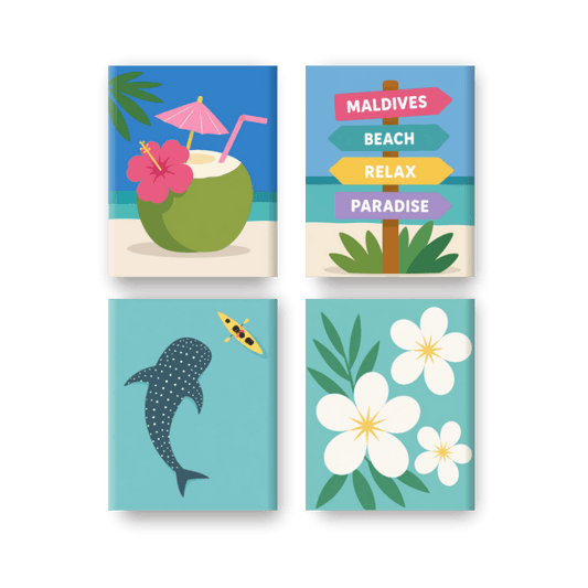 4 Mini-Gemälde | Malediven-Paradies Set - Malen nach Zahlen