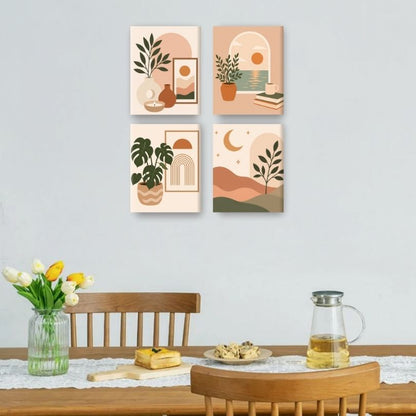 4 Mini-Gemälde | Boho Zuhause Set