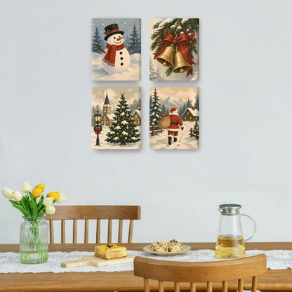 4 Mini-Gemälde | Weihnachtstraditionen Set