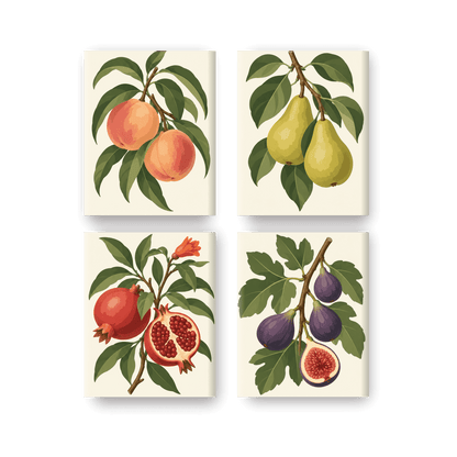 4 Mini-Gemälde | Obstgarten-Schätze Set