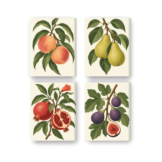 4 Mini-Gemälde | Obstgarten-Schätze Set