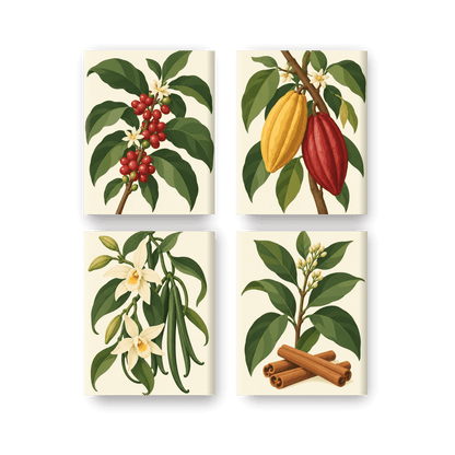 4 Mini-Gemälde | Tropische Aromen Set