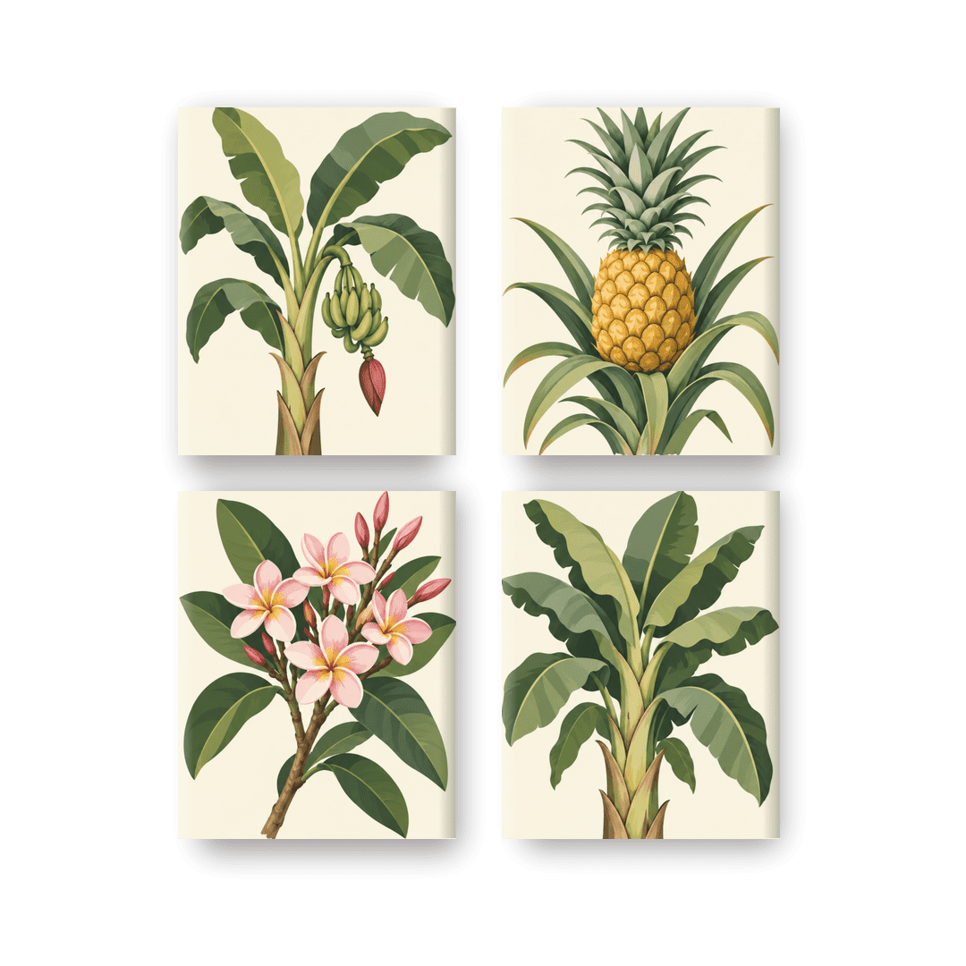 4 Mini-Gemälde | Tropische Schätze Set