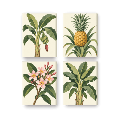 4 Mini-Gemälde | Tropische Schätze Set