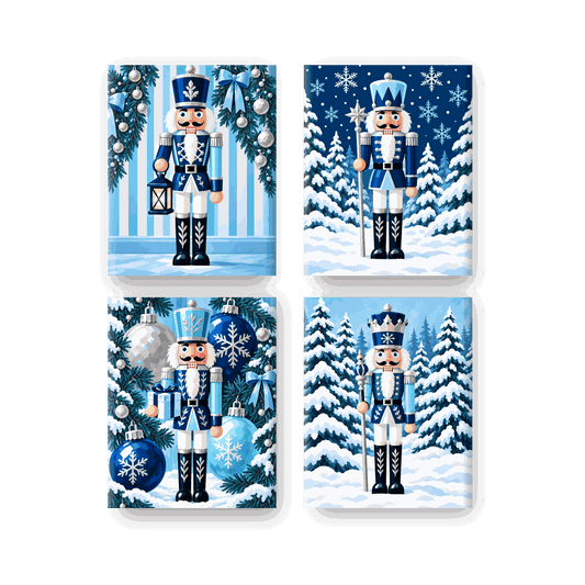 4 Mini-Gemälde | Frostblaue Parade Set