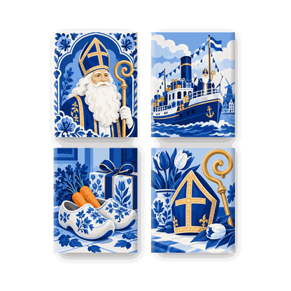 4 Mini-Gemälde | Delfter Blau Nikolaus Set