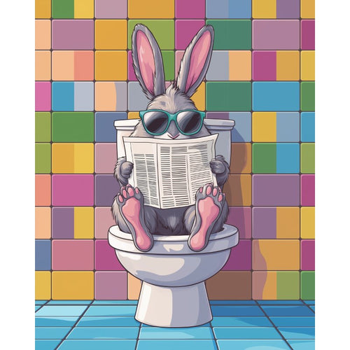 Malen nach Zahlen - Malen nach Zahlen - Hase auf der Toilette