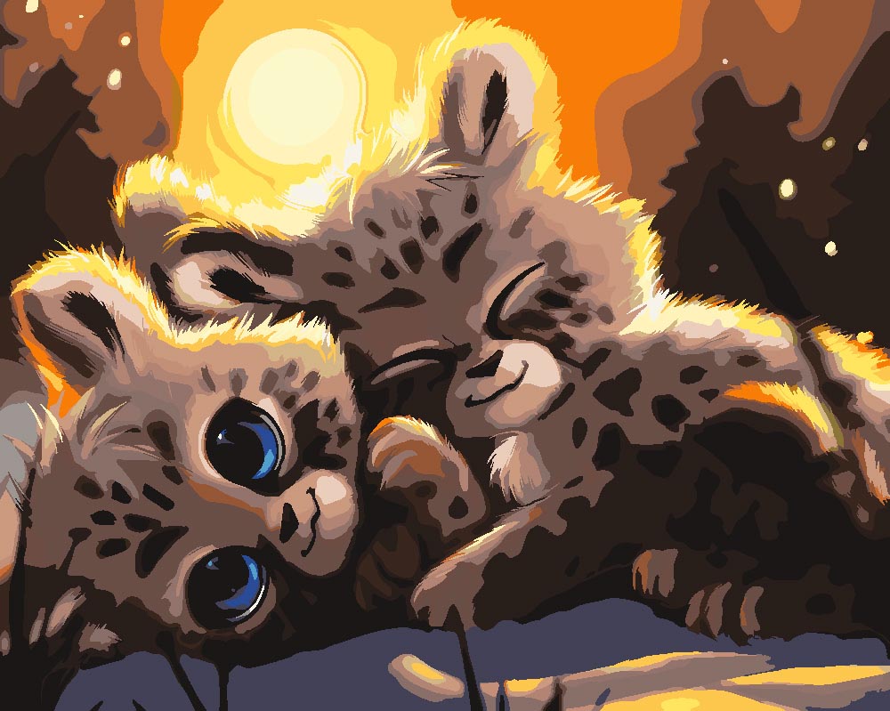 Malen nach Zahlen   Kuschelnde Leoparden   by vink