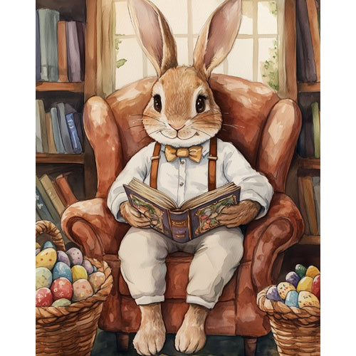 Malen nach Zahlen - Malen nach Zahlen - Osterhase beim Lesen