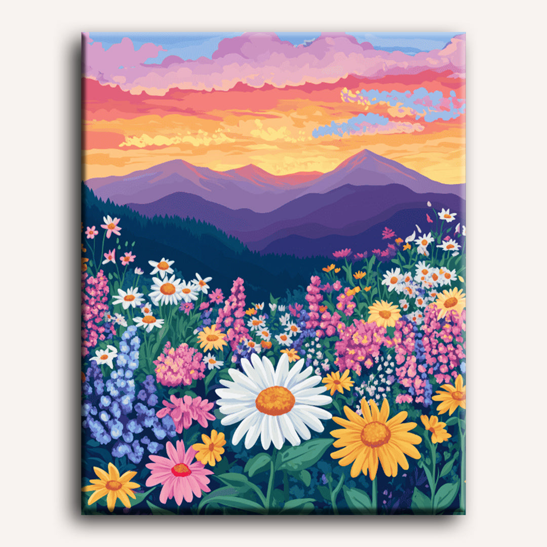 Malen nach Zahlen - Bunte Blumenlandschaft