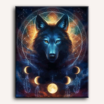 Malen nach Zahlen - Traumfänger Wolf  - by jojoesart
