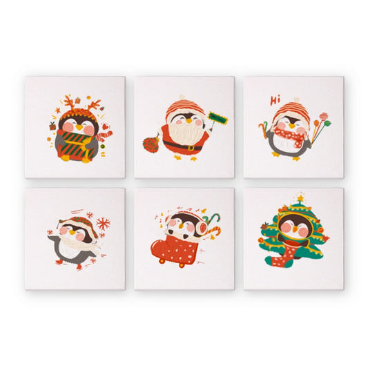 Malen nach Zahlen - Malen nach Zahlen - 6 Mini Paintings | Weihnachts-Pinguine Set