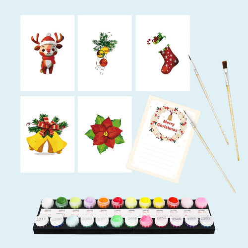 Malen nach Zahlen - 5 Postkarten – Weihnachtsset