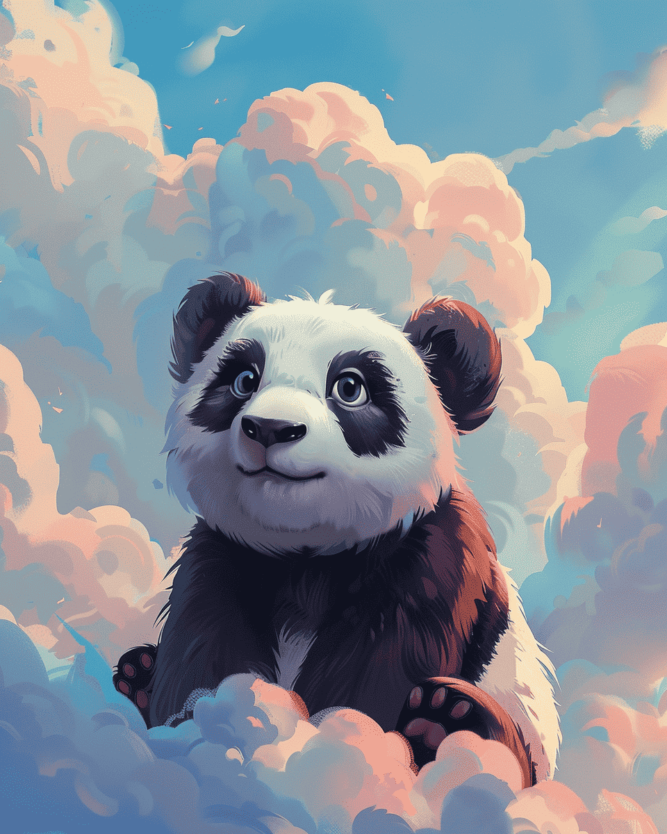 Malen nach Zahlen      Panda in den Wolken
