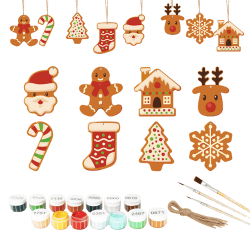 Malen nach Zahlen - 8 Weihnachtsanhängern | Weihnachtsplätzchen - Set