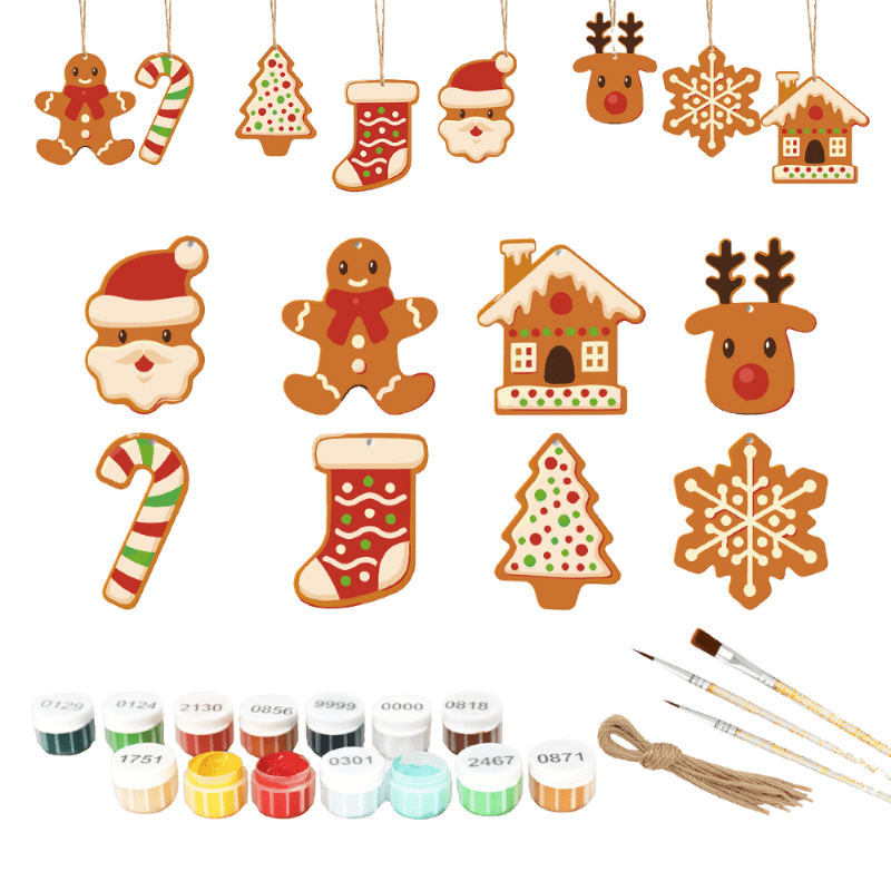 Malen nach Zahlen   8 Weihnachtsanhängern | Weihnachtsplätzchen   Set