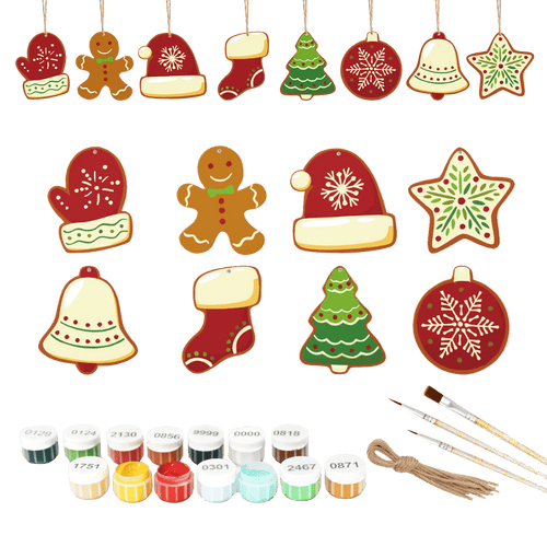 Malen nach Zahlen - 8 Weihnachtsanhängern | Winter-Set