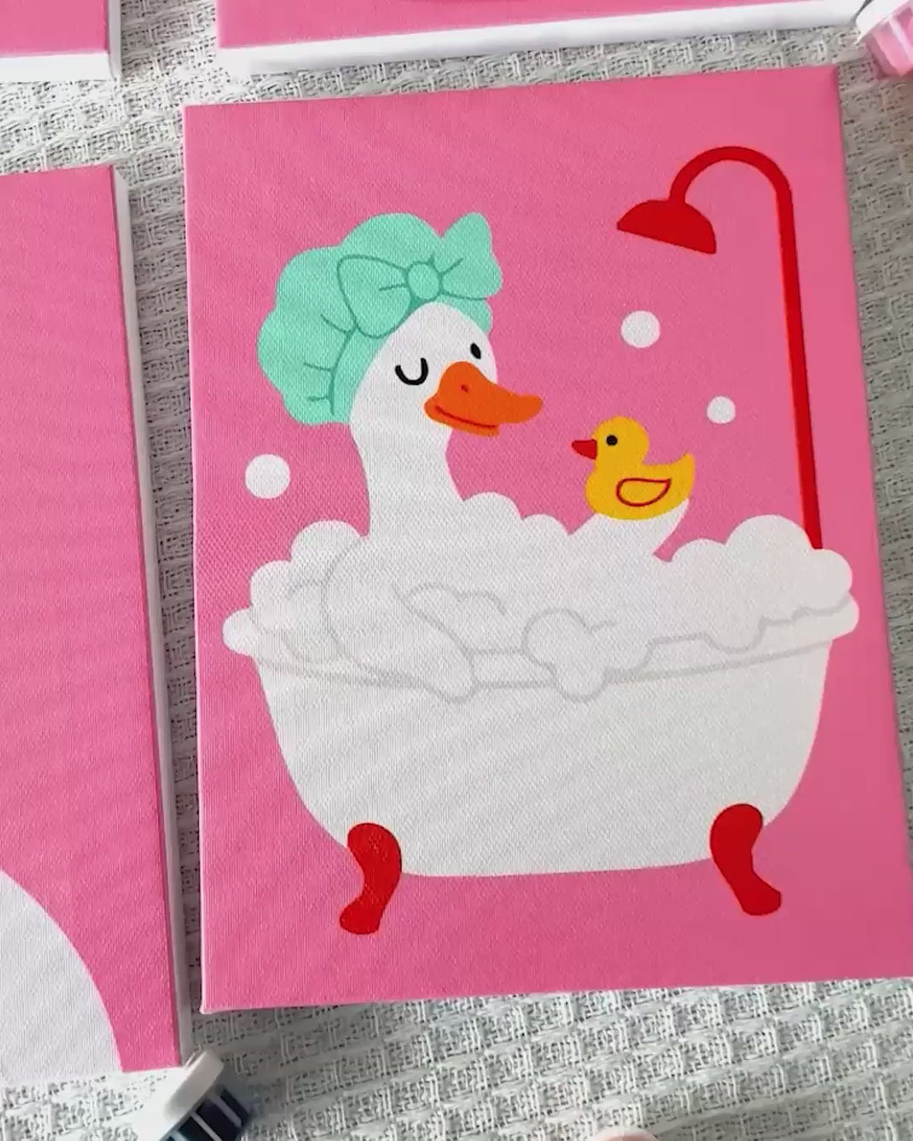 6 Mini-Gemälde | Badezimmer Gans Set