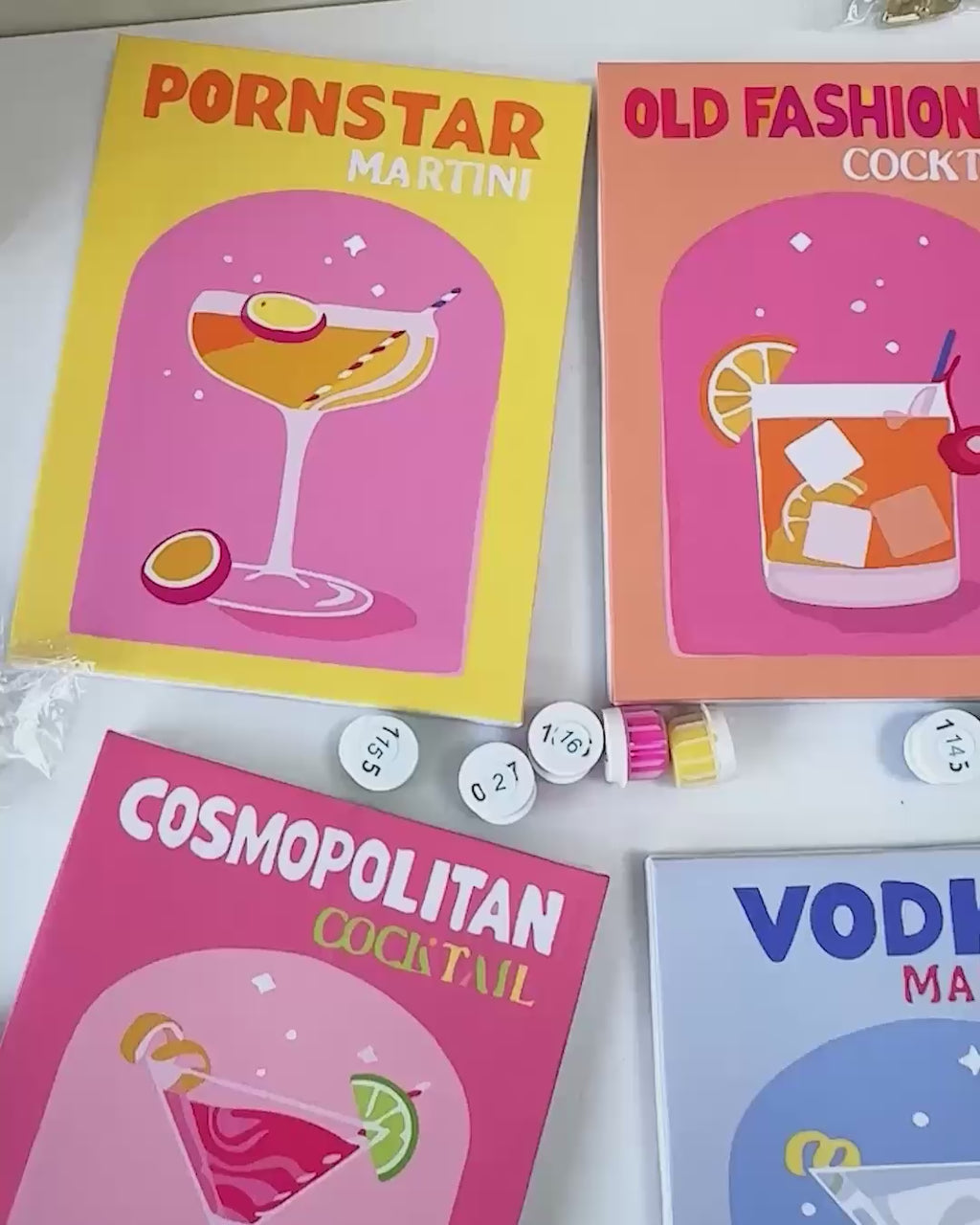 Malen nach Zahlen - 6 Mini-Gemälde |  Buntes Cocktail-Set