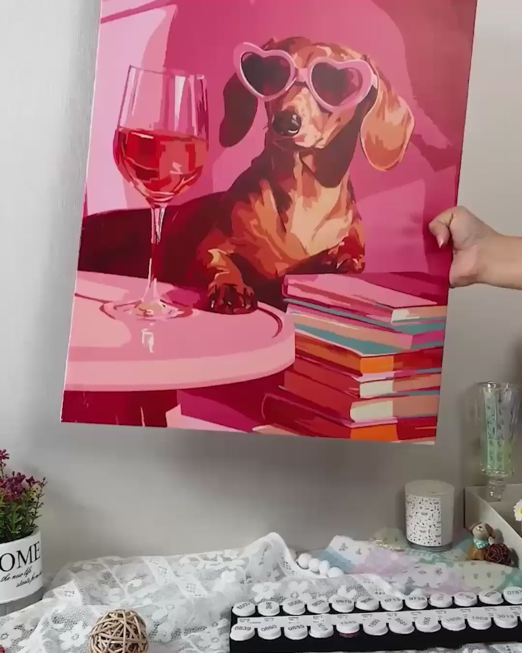 Malen nach Zahlen - Dackel in Pink