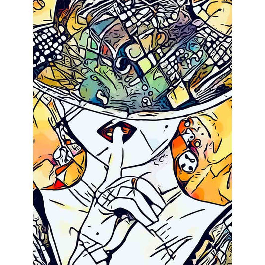 Malen nach Zahlen - Malen nach Zahlen - Frau mit Hut 3 - Artist's Kandinsky Edition - by zamart