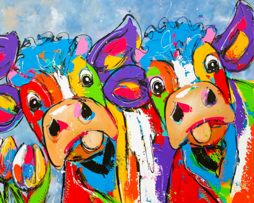 Fröhliche Malerei - Farbige Kühe