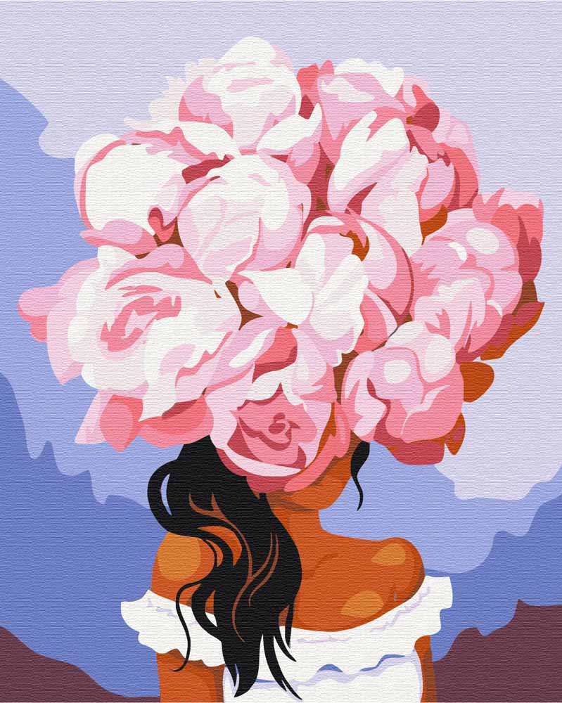 Malen nach Zahlen - Malen nach Zahlen - Girl Pink Flowerhead