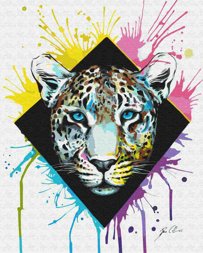 Malen nach Zahlen - Malen nach Zahlen - leopard black - by Pixie Cold
