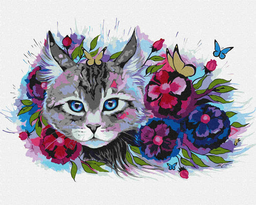 Malen nach Zahlen - Malen nach Zahlen - cat flowers - by Pixie Cold