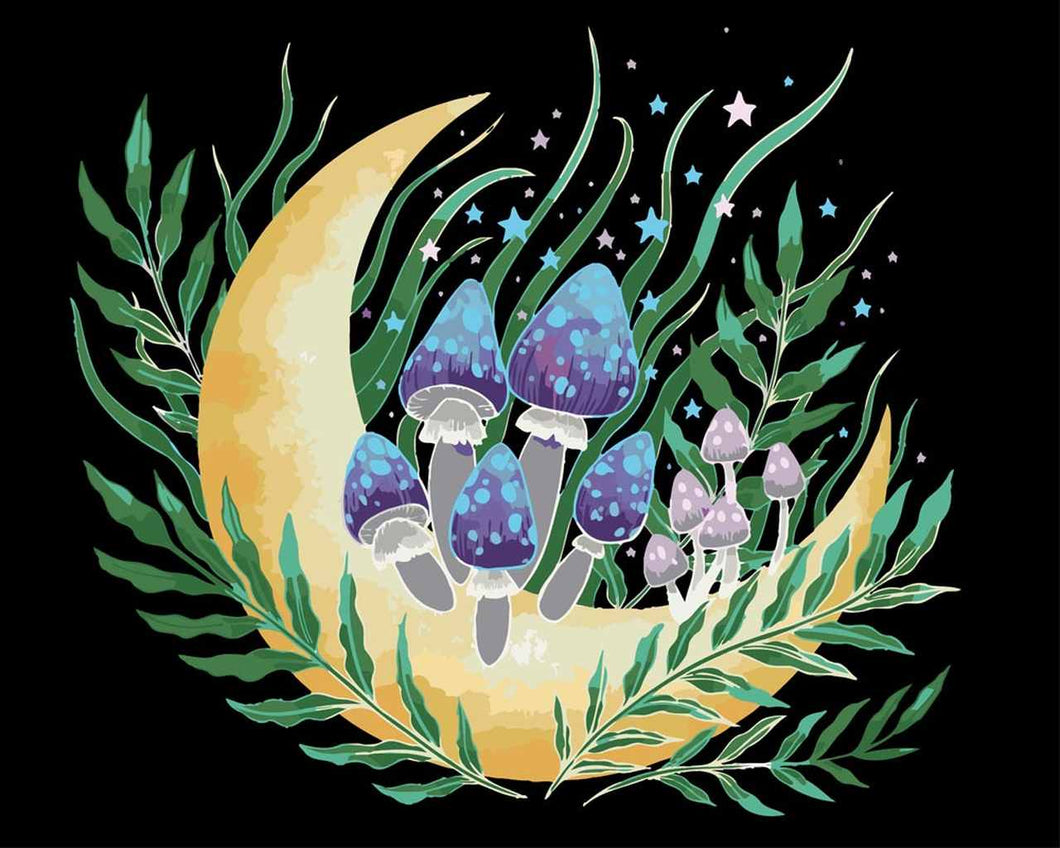 Malen nach Zahlen   Malen nach Zahlen   Pilze auf dem Mond   by Pixie Cold