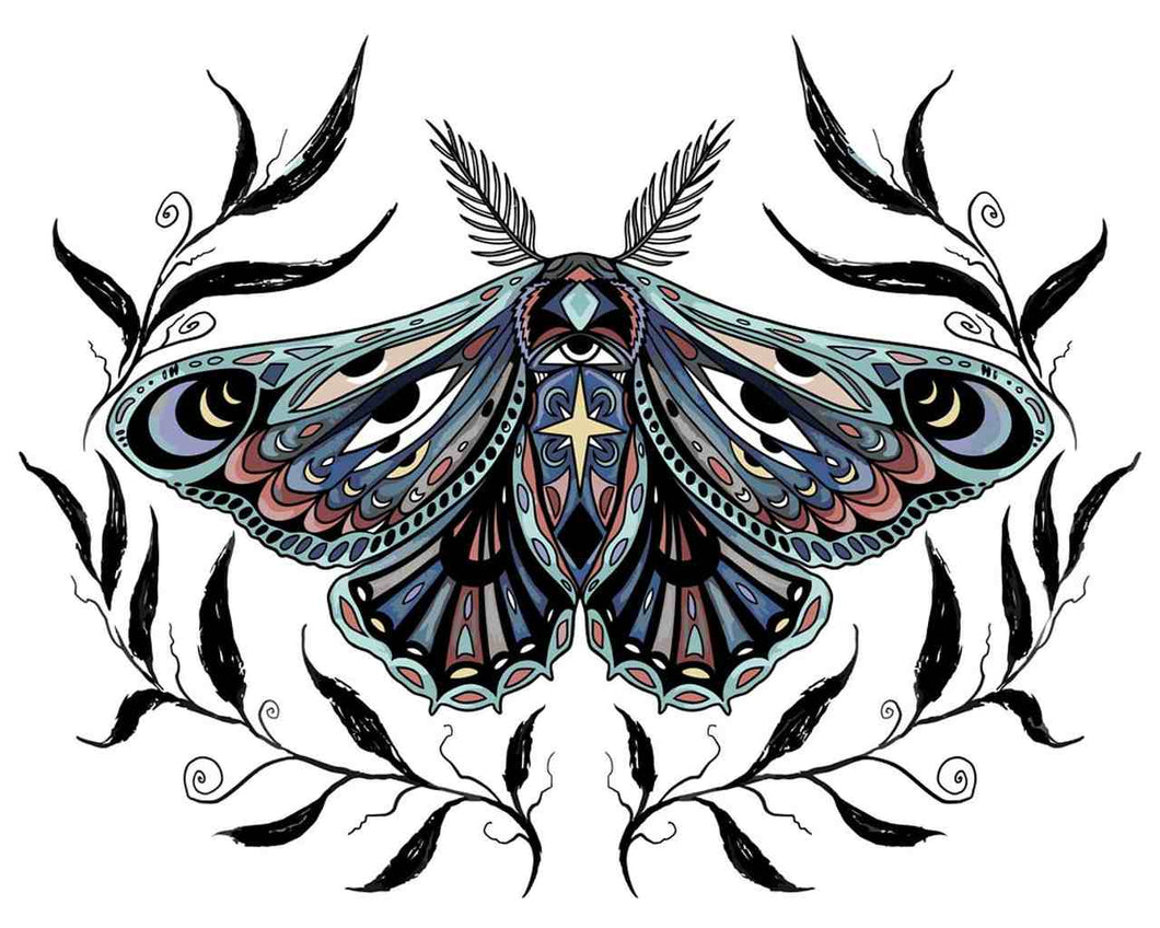 Malen nach Zahlen   Malen nach Zahlen   spirituelle Motte mit Augenmuster   by Pixie Cold
