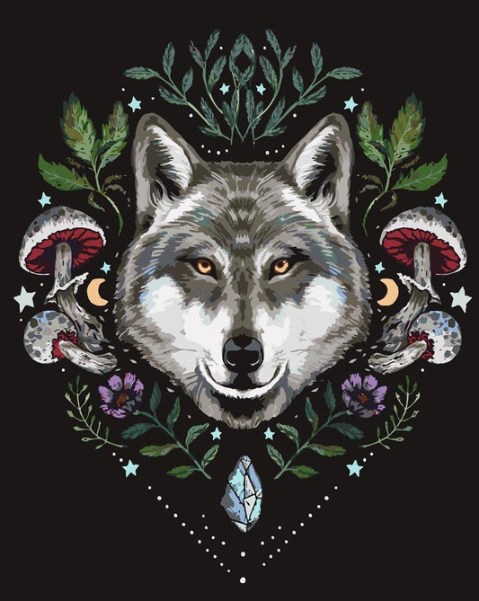 Malen nach Zahlen - Malen nach Zahlen - spiritueller Wolf - by Pixie Cold