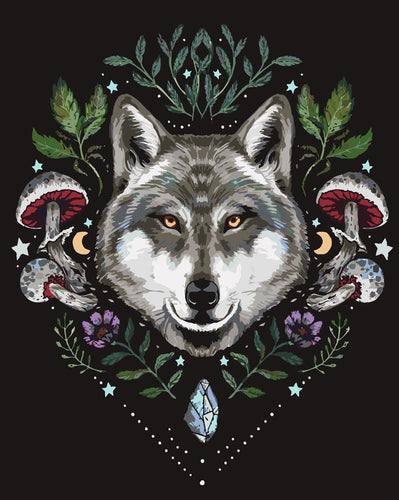 Malen nach Zahlen - Malen nach Zahlen - spiritueller Wolf - by Pixie Cold