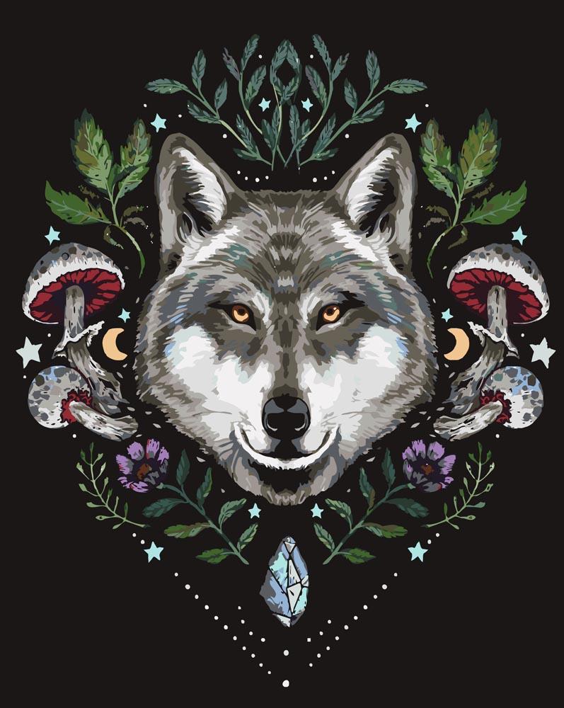 Malen nach Zahlen   Malen nach Zahlen   spiritueller Wolf   by Pixie Cold