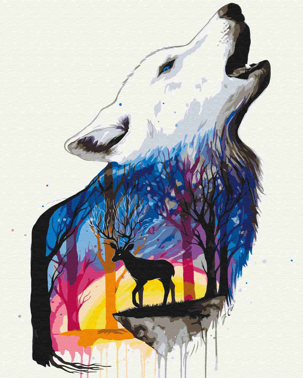 Malen nach Zahlen - Malen nach Zahlen - Wolf Reh - by Pixie Cold