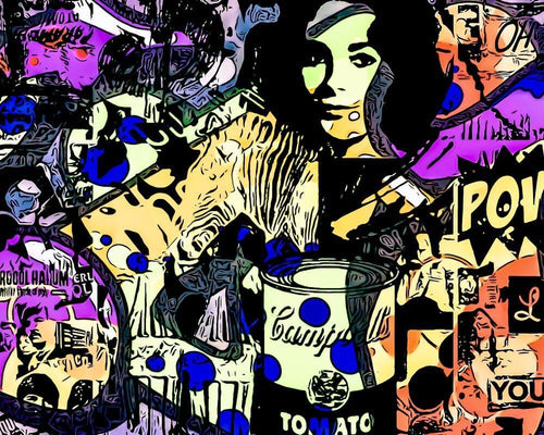 Malen nach Zahlen - Malen nach Zahlen - Blaue Punkte-POP ART - by zamart