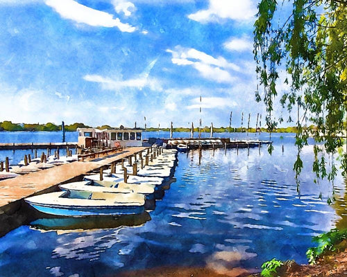 Malen nach Zahlen - Malen nach Zahlen - Boote an der Alster - by zamart